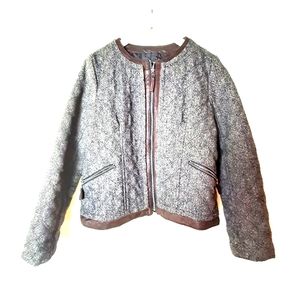 ❄️For Cynthia Quilted Gray & Brown Bomber Jacket